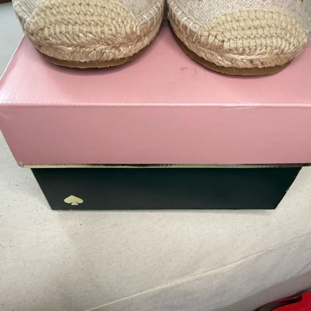 kate spade Beige Espadrille with Green Embroidery